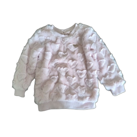 Juicy Couture Kids Shirt Size 24 Mths Light Pink Fuzzy Soft Comfy Heart Sweater - Picture 1 of 9